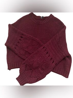 Gorgeous Dear John Wine Colored Cropped, Crew Neck Sweater XL